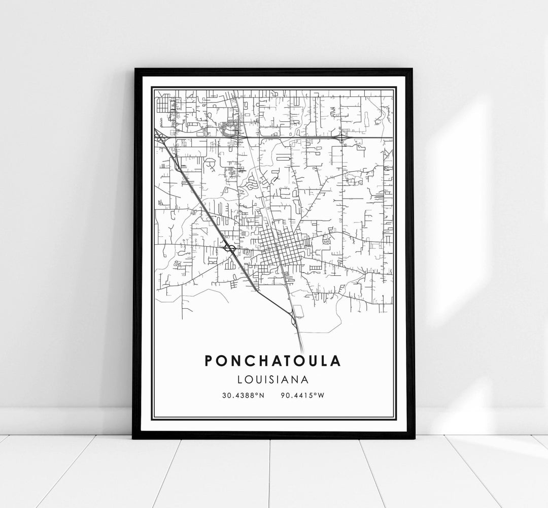Ponchatoula Louisiana Map Print Poster Canvas Ponchatoula City Map 