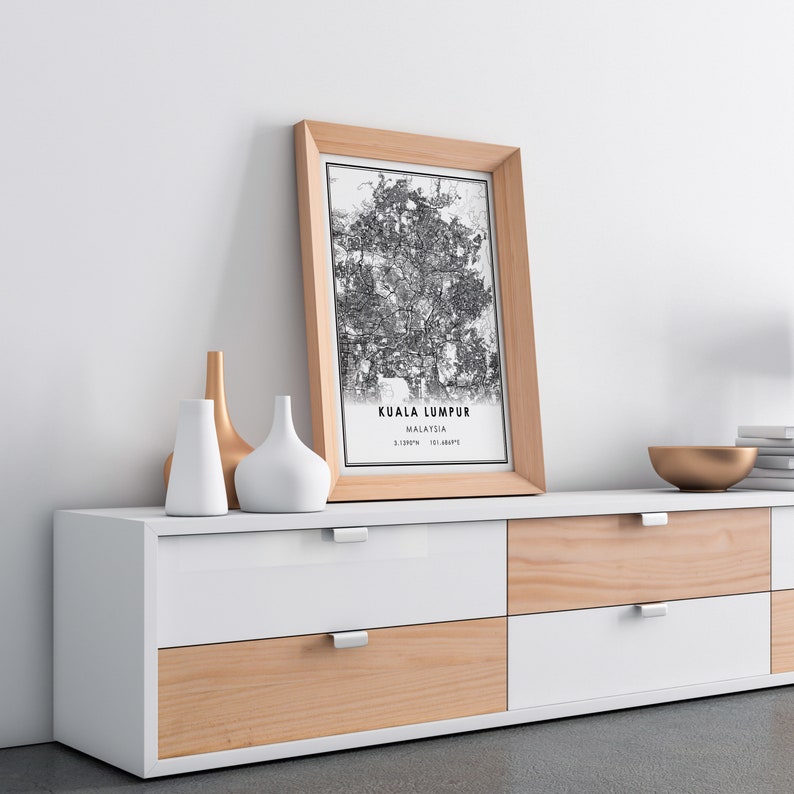 Kuala Lumpur Map Print Poster Canvas Malaysia Map Print Etsy