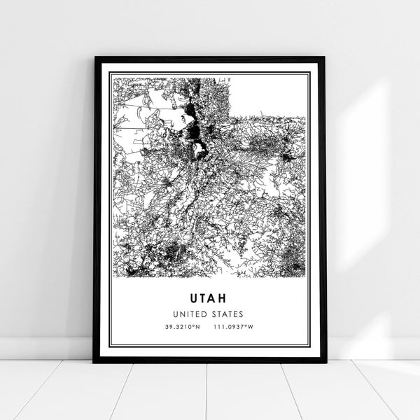 Utah United States map print poster canvas | Utah United States road map print poster canvas