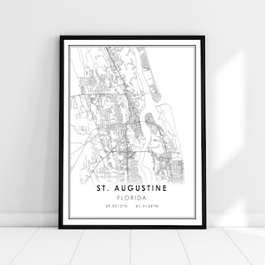 St. Augustine map print poster canvas | Florida map print poster canvas | St. Augustine city map print poster canvas