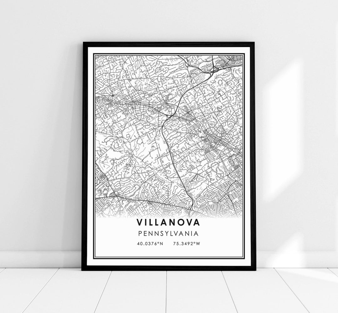 Villanova Pennsylvania Map Print Poster Canvas Pennsylvania Map Print