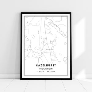 Hazelhurst map print poster canvas Wisconsin map print poster canvas Hazelhurst city map print poster canvas image 1