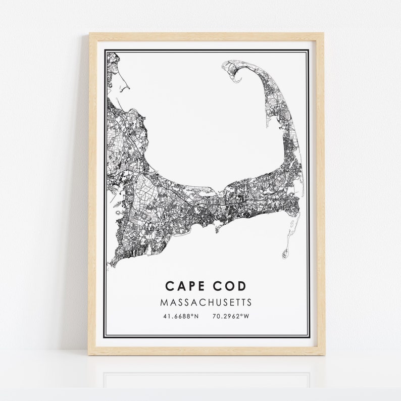 Cape Cod Map Print Poster Canvas | Massachusetts Map Print Poster ...