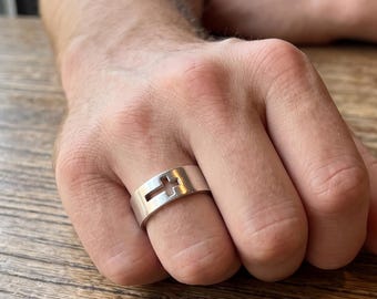 Minimalist Sterling Silver Cross Ring, Cutout Cross Band Ring, Unisex Cross Christian Jewelry, Faith Promise Ring, Gift for Him