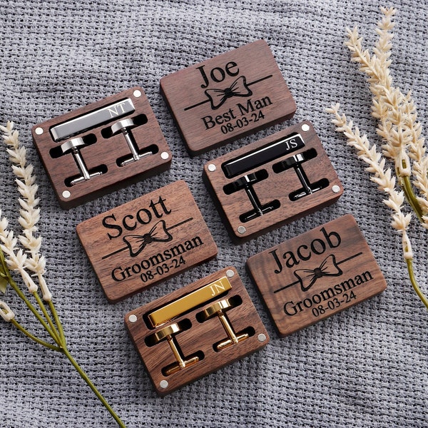 Groomsmen Gifts, Tie Clip Personalized, Groomsmen Cufflinks, Best Man Gift, Custom Tie Clip, Engraved Wedding Cufflinks, Groomsmen Proposal