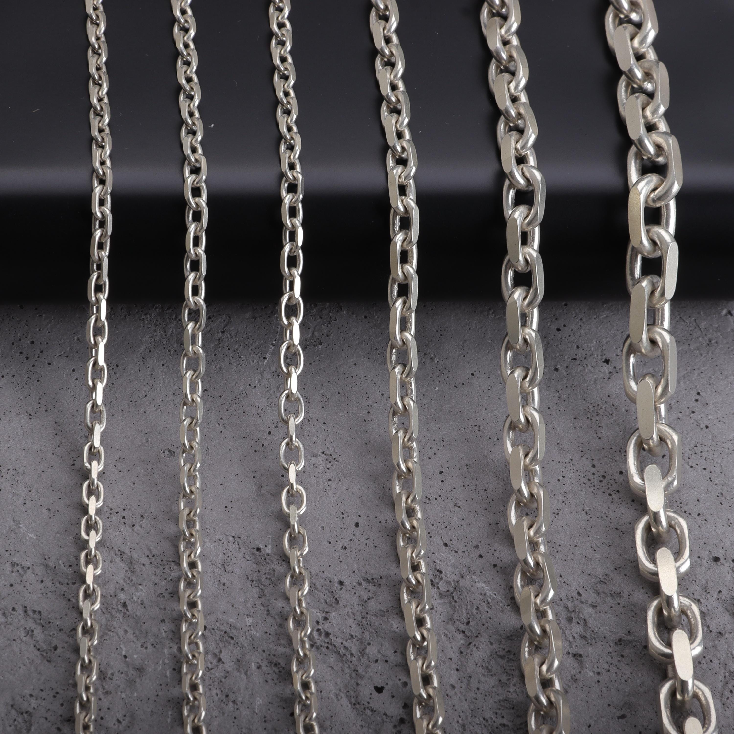 925 Sterling Silver Anchor Chain Bracelet, Cable Link Heavy