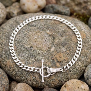 Sterling Silver Cuban Link Bracelet, Heavy Miami Cuban Bracelet for Men and Women, Vintage Hand Toggle Bracelet, Birthday, Anniversary Gift
