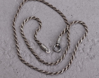 Italian Solid Sterling Silver Rope Link Chain Necklace, Women's and Men's Jewelry