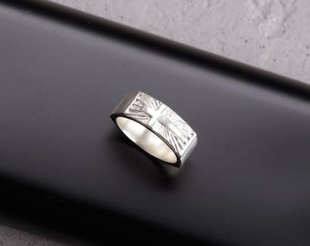 Personalized Sterling Silver Cross Ring, Minimalist Gothic Christian Cross Band