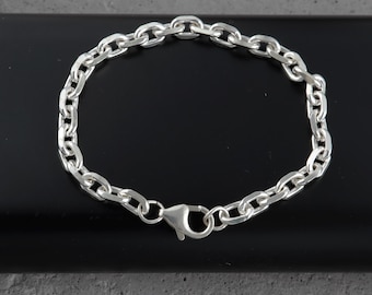 925 Sterling Silver Cable Bracelet, Anchor Solid Thick Heavy Anklet Chain