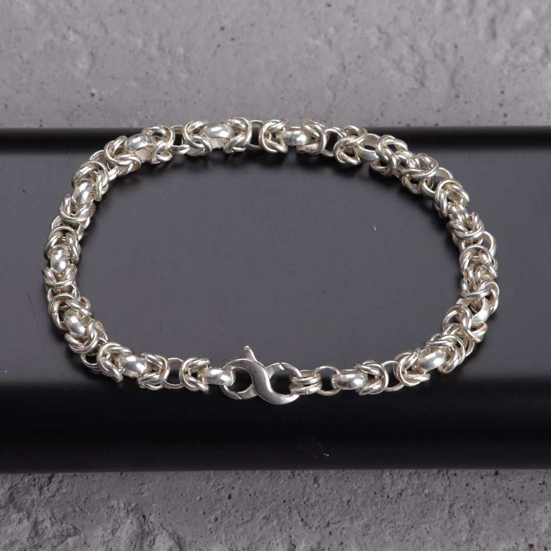 925 Sterling Silver Byzantine Bracelet Byzantine Chain Bracelet