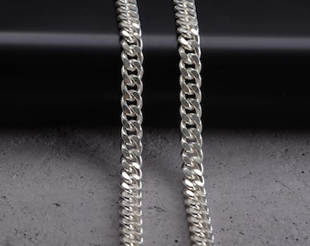 Sterling Silver Cuban Link Chain Choker, Unisex Curb Necklace