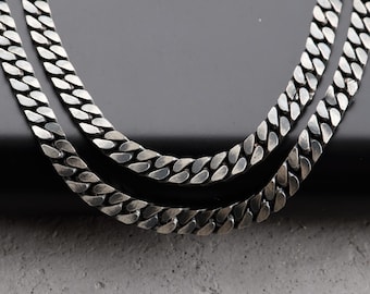 925 Sterling Silver Cuban Link Necklace, Classic Curb Chain, Minimal Jewelry