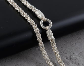 Sterling Silver Byzantine Chain Necklace Bracelet 3.5mm
