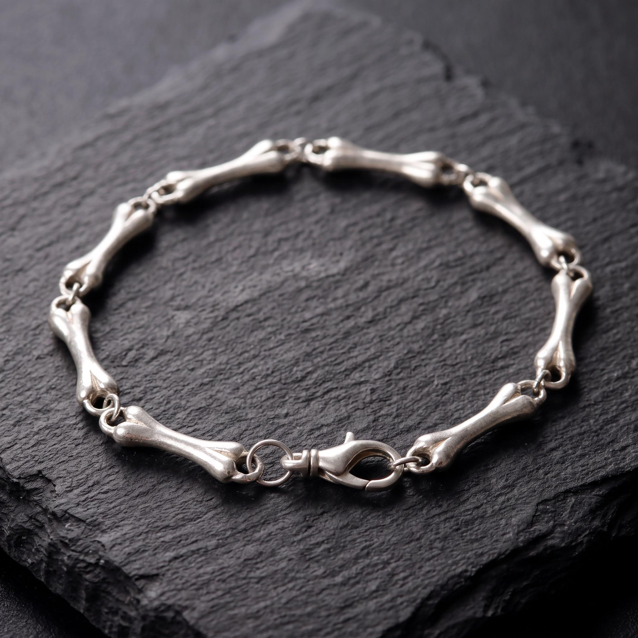 Sterling Silver Bone Link Bracelet - Etsy