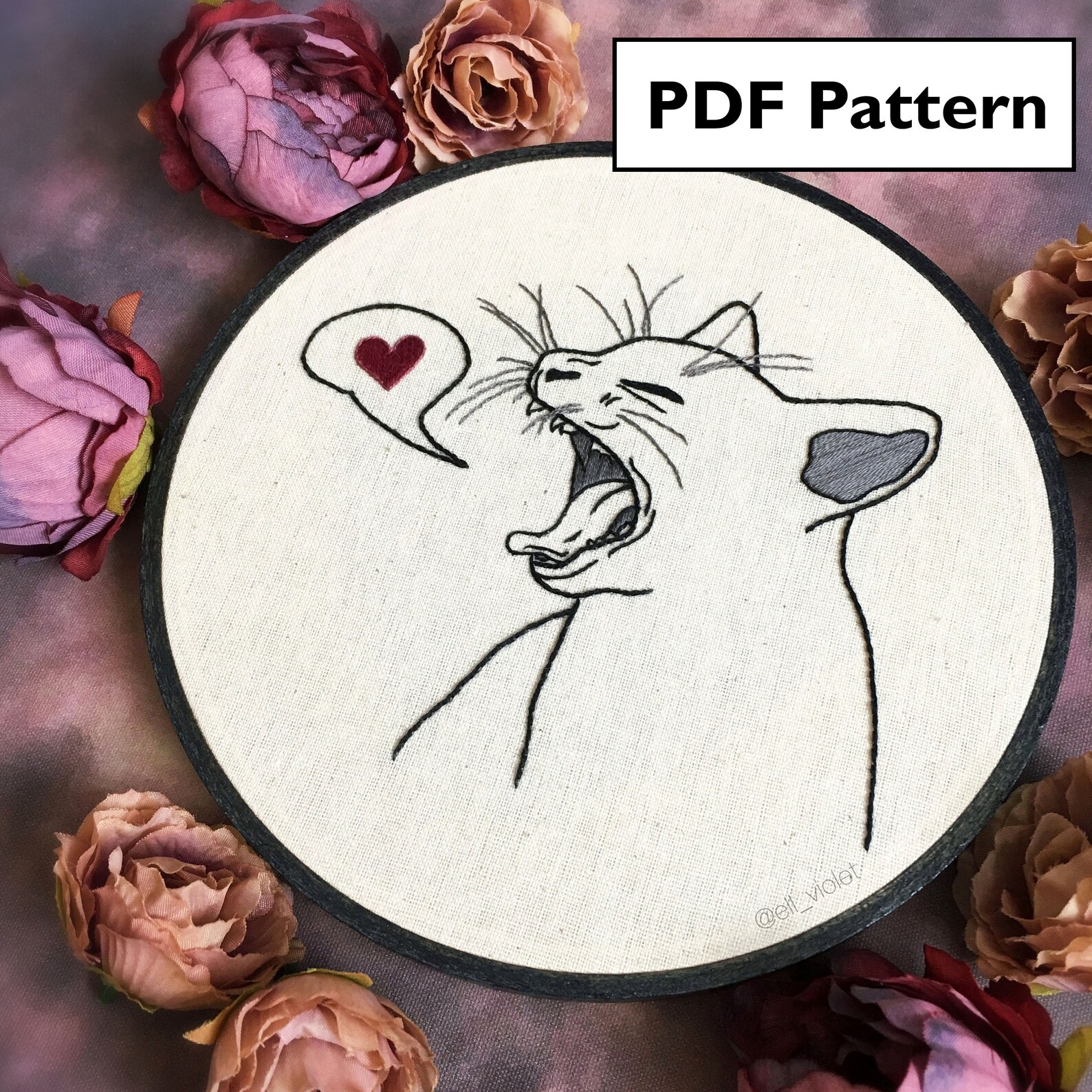 Cat heart hand embroidery sybju funny cute diy valentines  etsy Cat heart hand embroidery sybju funny cute diy valentines  etsy