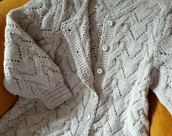Knit women/'s sweater sleeveless Hand Knitted Women/'s Cardigan FREE SHIPPING turquoise beautiful pattern Handmade Cardigan wool