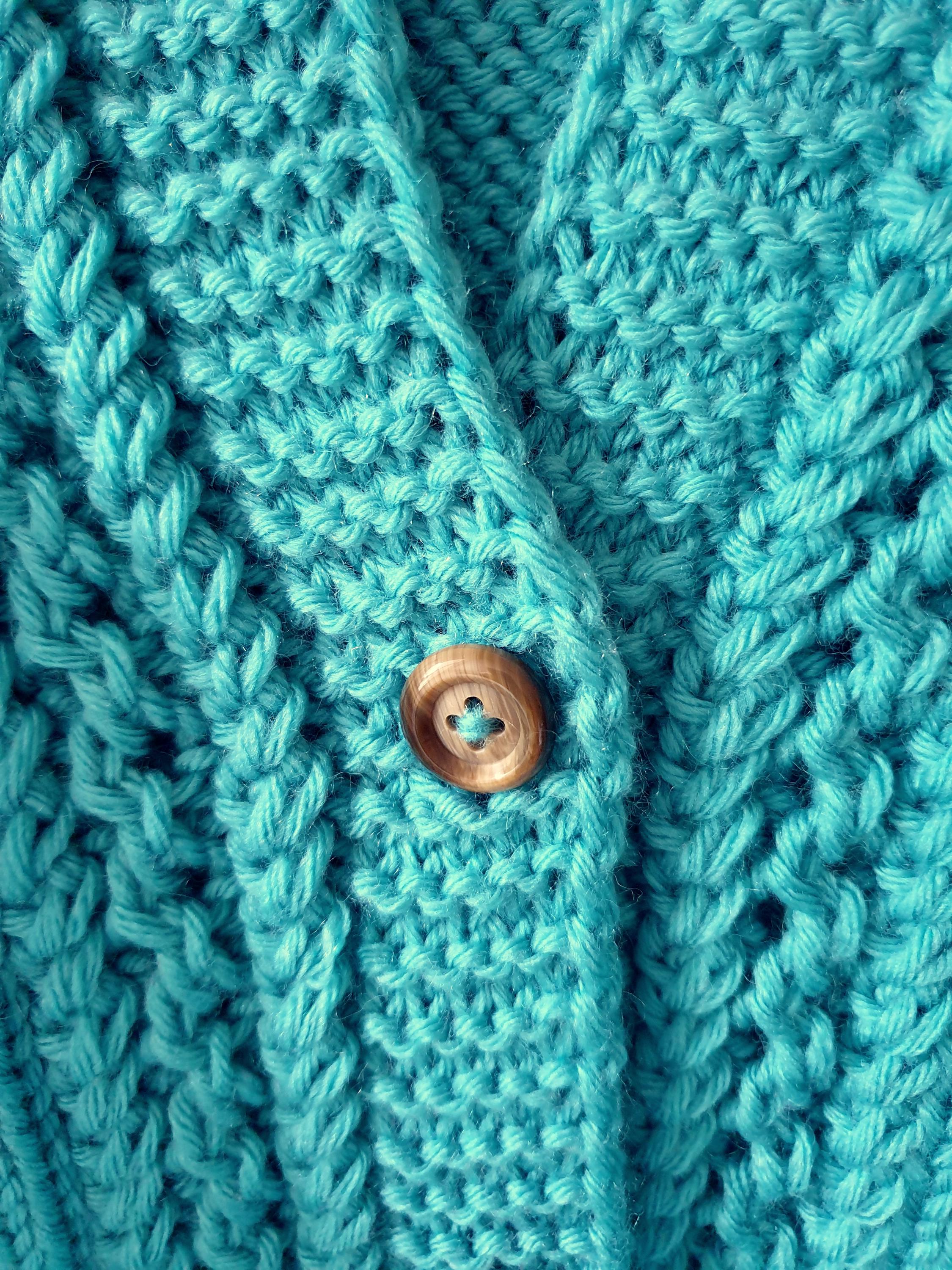 Hand Knit Turquoise Cardigan: Elegant Wool Sweater, Women