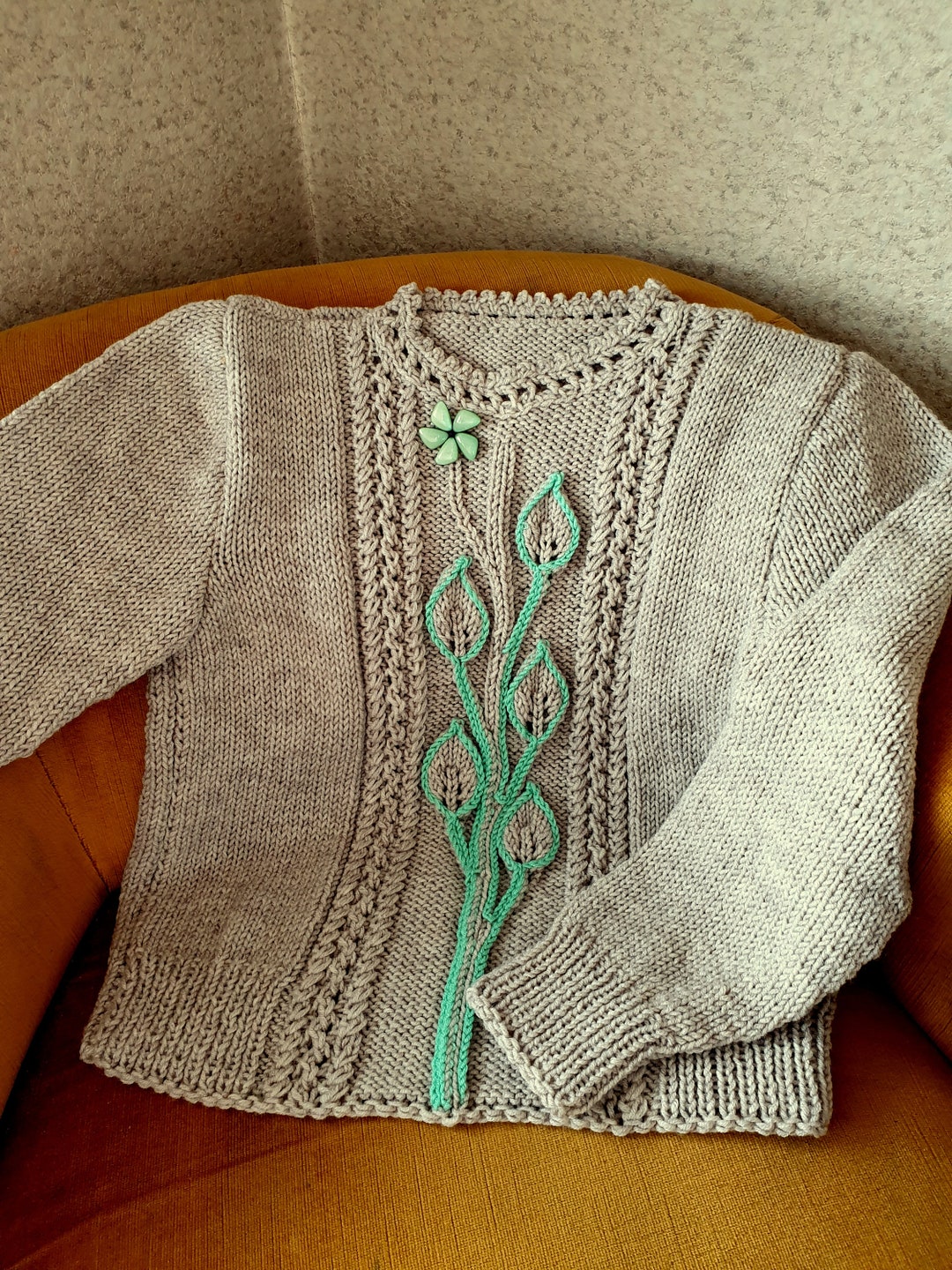 Hand Knit Women Sweater, Knit Women Pullover, Jumper, Beige Wool