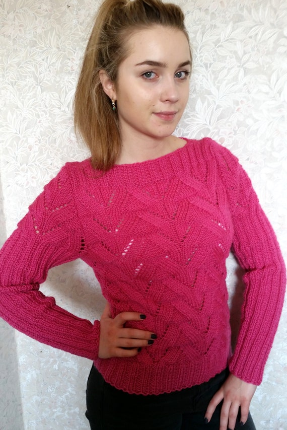 Hand Knitted Women S Sweater Women S Knitted Sweater Knit Girls Sweater Handmade Sweater Pink Wool Beautiful Pattern Free Shipping Hand Knitted Women S Sweater Women S Knitted Sweater Knit Girls Sweater Handmade Sweater Pink Wool Beautiful Pattern Free Shipping