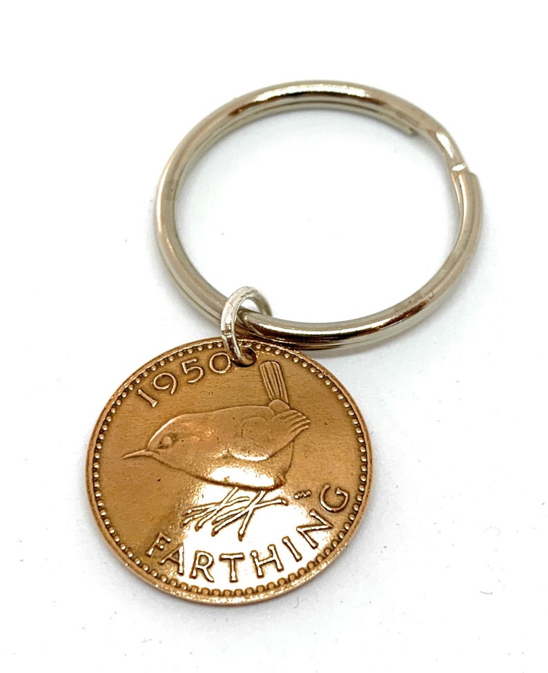70th Birthday gifts for women Domed Keyring 1951 Lucky English Farthing Coin Domed 70th birthday gift for her