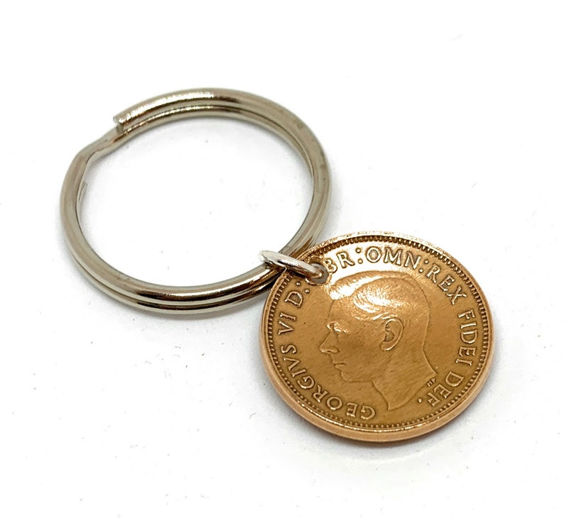 70th Birthday gifts for women Domed Keyring 1951 Lucky English Farthing Coin Domed 70th birthday gift for her