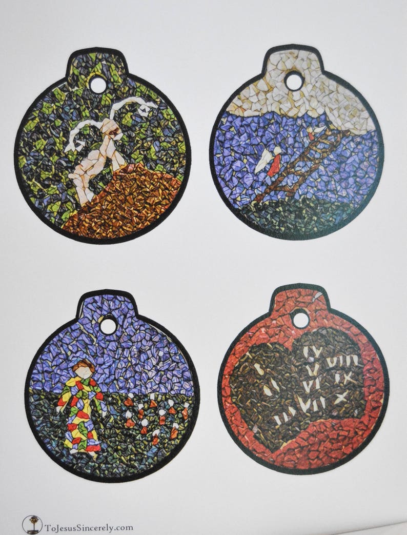 DIGITAL Mosaic Jesse Tree ornaments for Advent, December 1 through Christmas, Catholic image 4