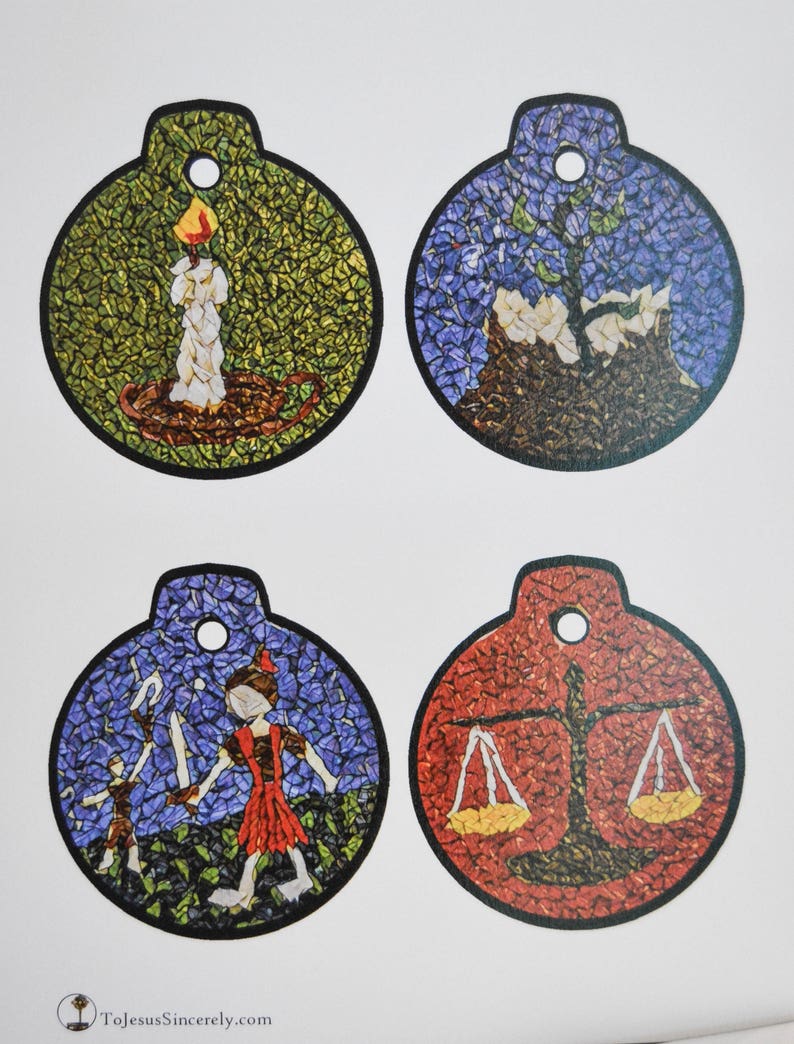 DIGITAL Mosaic Jesse Tree ornaments for Advent, December 1 through Christmas, Catholic image 5