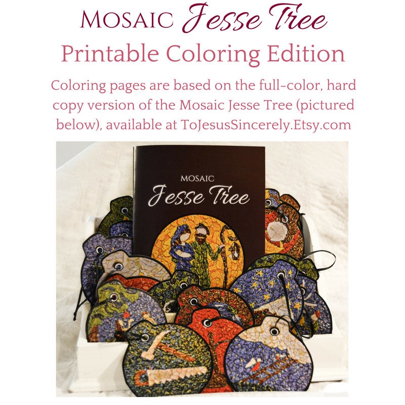 Coloring Pages Mosaic Jesse Tree (printable DIGITAL Product) Ornaments ...