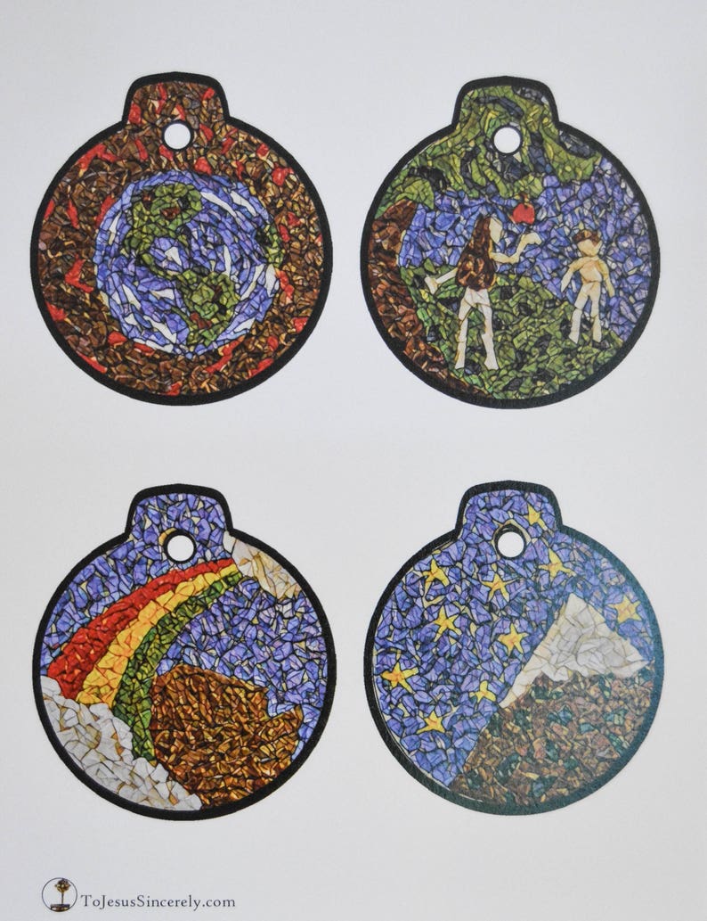 DIGITAL Mosaic Jesse Tree ornaments for Advent, December 1 through Christmas, Catholic image 3