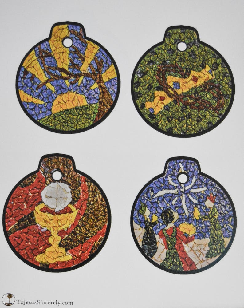 DIGITAL Mosaic Jesse Tree ornaments for Advent, December 1 through Christmas, Catholic image 8