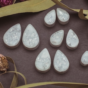 silver drop plugs - "silver tear" - handmade