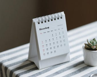 Minimalist Desk Calendar, Small Standing Table Calendar for Office & Home, Simple Daily Planner, Cute Stationery Gift