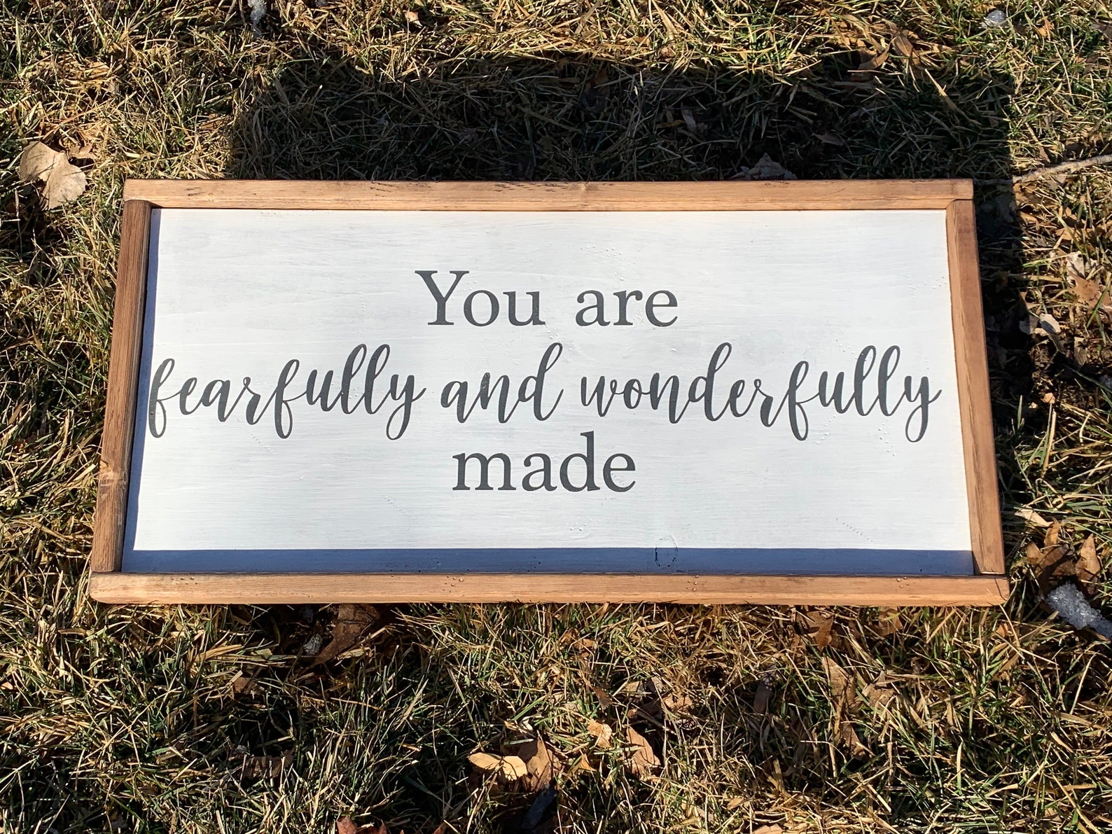 "You Are Fearfully & Wonderfully Made" Wood Sign - Boho Nursery & Kids Room Wall Art, Farmhouse Decor - View #2