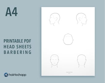 Barbering Head Sheets Template / Printable Head Sheets / Barbering Diagrams