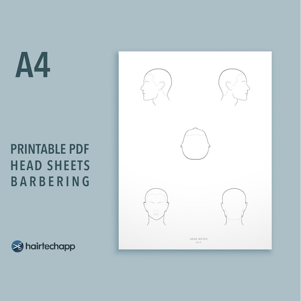 Barbering Head Sheets Vorlage / Druckbare Head Sheets / Barbering Diagramme