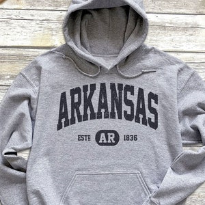 Arkansas Hoodie | Arkansas Sweatshirt Hooded Sweater | Retro Vintage Distressed College University Style AR Gift Shirt Native Wall Art Print