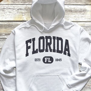 Florida Sweatshirt | Florida Hoodie | Retro Vintage Florida Hooded Sweatshirt | Distressed Sweater College University Style FL Gifts