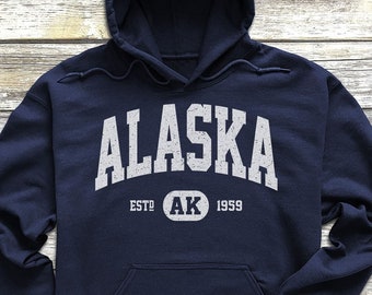 Alaska Hoodie Alaska Sweatshirt Hooded Sweater Classic Vintage Alaska Cruise Sweatshirt Vacation Gift Shirt AK Native Art Print