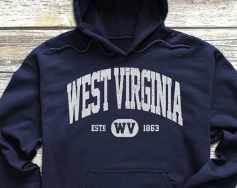 West Virginia Hoodie | West Virginia  Sweatshirt Hooded Sweater | Retro Vintage State College University Style WV Gift Shirt Native Art