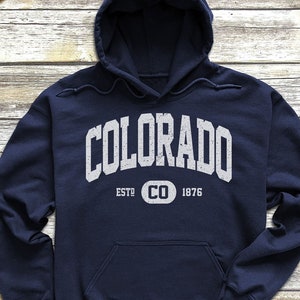Colorado Sweatshirt | Colorado Hoodie | Retro Vintage Colorado Hooded Sweatshirt | Distressed Sweater College University Style CO Gifts
