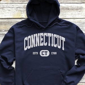 Connecticut Sweatshirt | Connecticut  Hoodie | Vintage Retro Connecticut Hooded Sweatshirt | Distressed Sweater College University CT Gift