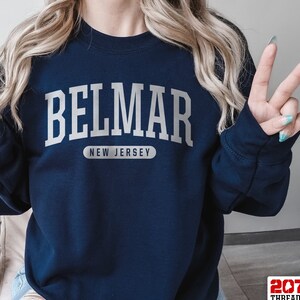 Belmar Sweatshirt | Soft Cozy Belmar New Jersey Sweatshirt Crewneck Sweater Vintage College University Souvenir Gifts NJ USA Oversized Fit