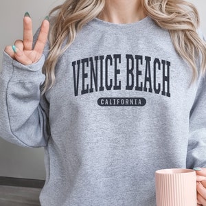 Venice Beach Sweatshirt Soft Cozy Venice Beach California CAL Crewneck Sweater Retro Vintage College University Sweatshirt CA Surf Dorm Gift