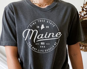 Maine T-Shirt Comfort Colors Maine Tripping Shirt Maine Trip Family Vacation Tshirts Boho Trendy Maine Gifts