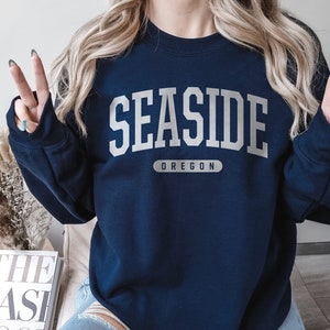 Seaside Sweatshirt | Soft Cozy Seaside Oregon Sweatshirt Crewneck Sweater Vintage College University Souvenir Gifts OR USA Merch