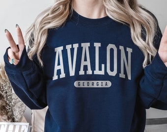 Avalon Sweatshirt | Soft Cozy Avalon New Jersey Sweatshirt Crewneck Sweater Vintage College University Souvenir Gifts NJ USA Oversized Merch