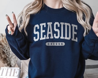 Seaside Sweatshirt | Soft Cozy Seaside Oregon Sweatshirt Crewneck Sweater Vintage College University Souvenir Gifts OR USA Merch