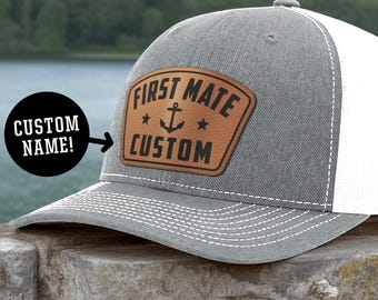 Custom First Mate Hat, Captains Gift, Pontoon Boat Gifts, Personalized Sailing Name Hat, Party Captain Patch Hat, Sailor Crew Boating Gifts