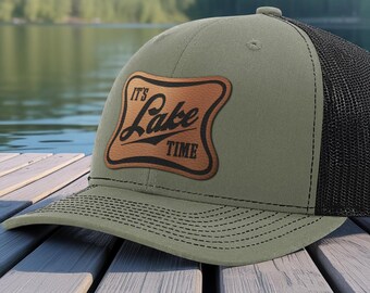 Retro Lake Time Hat, Lake Life Trucker Hat Gift for Him, Day Drinking Boating Hat, Pontoon Boat Gifts for Dad Husband Boyfriend Lake Lover